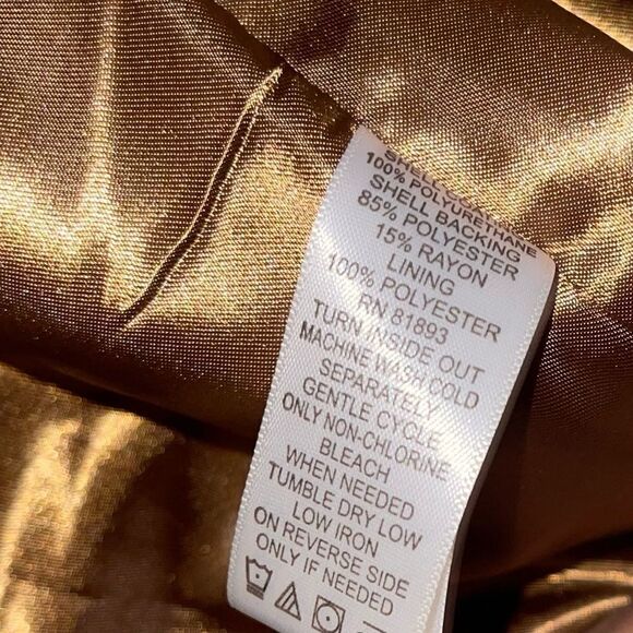 Susan Graver Vintage Tan Faux Leather Ruffle Jacket; SZ XXS; Great Condition - Picture 6 of 6